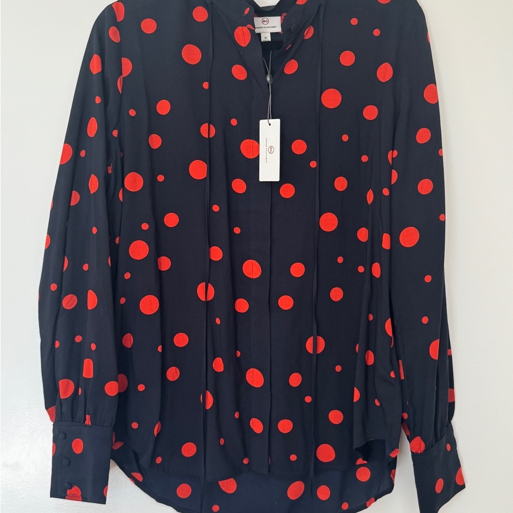 AG Adriano Goldschmied Drip Dot/ Dark Cove/Red Top, Dark Navy w Red Polka Dots